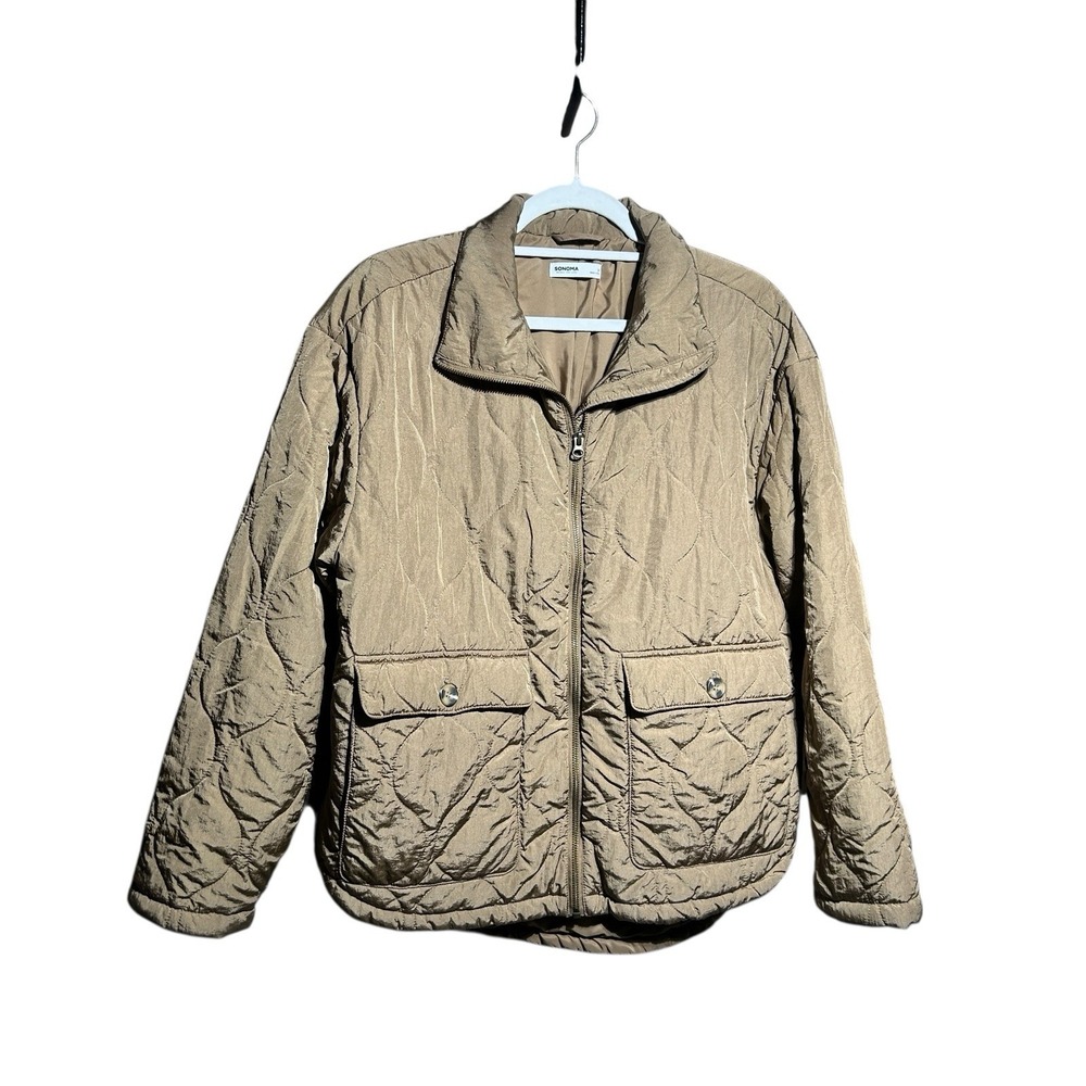Sonoma Brown‎ Quilted Puffer Jacket/ Coat Nylon Women's Size M Fall/Winter